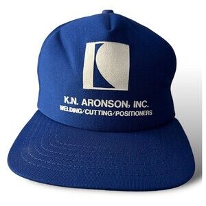 Vtg Blue K.N. Aronson INC WELDING & Cutting Snapback Foam Trucker Cap Usa Made